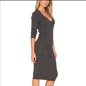 James Perse Double V Tucked Dress